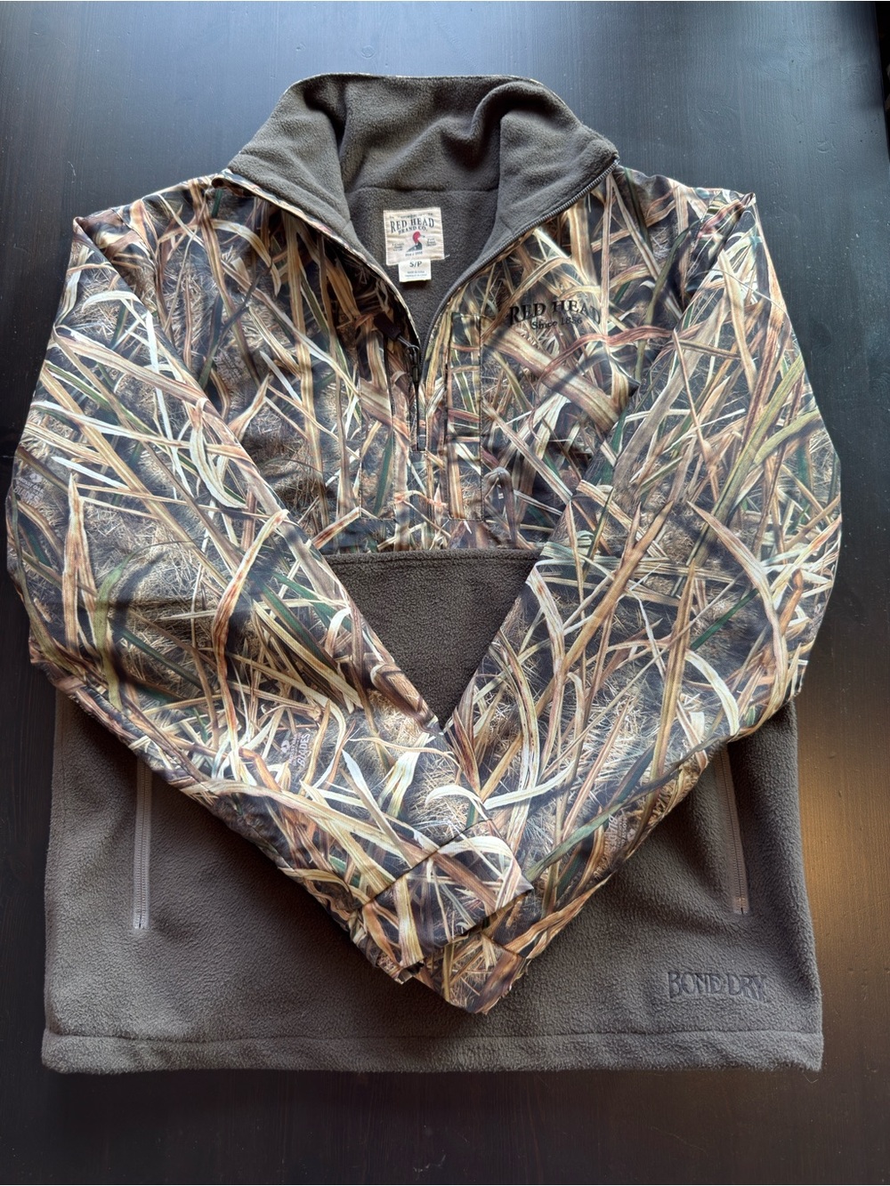 RedHead Mens Realtree Camo Fleece Pullover Jacket - Brown/Green